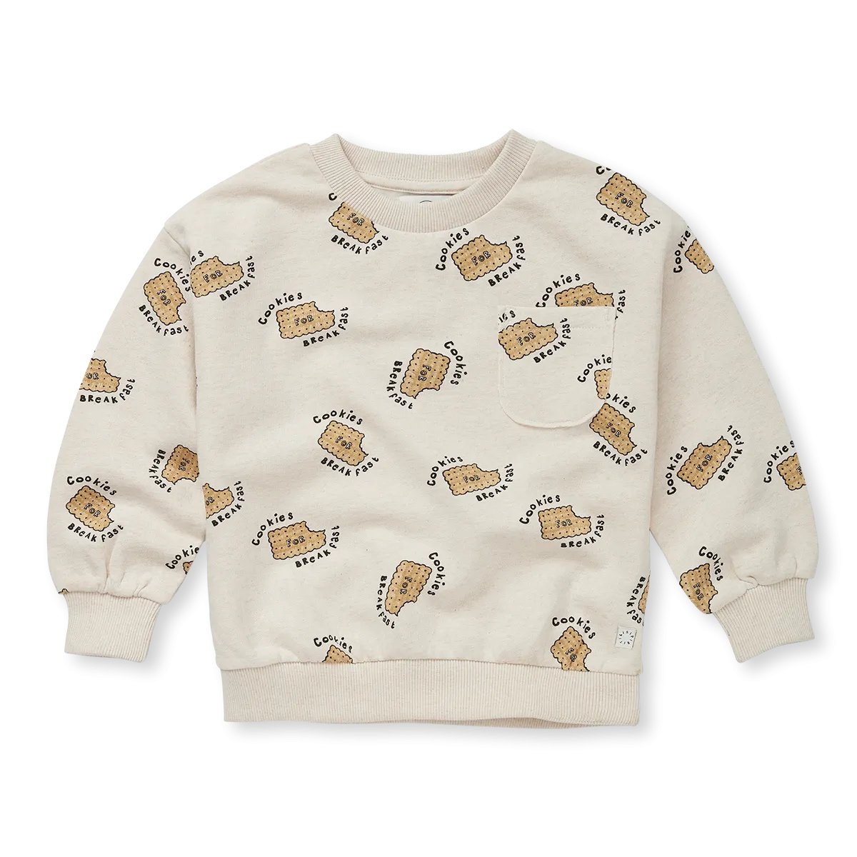 1382-SWEATSHIRT POCKET COOKIES PRINT-Ivory