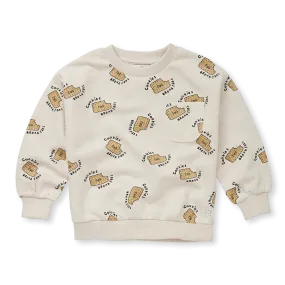 1382-SWEATSHIRT POCKET COOKIES PRINT-Ivory