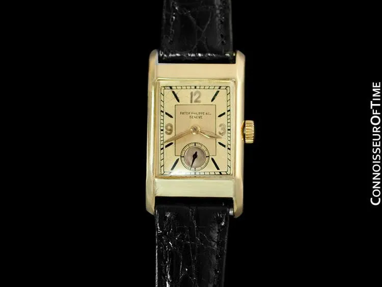 1935 Patek Philippe Vintage Mens Rectangular Watch - 18K Gold