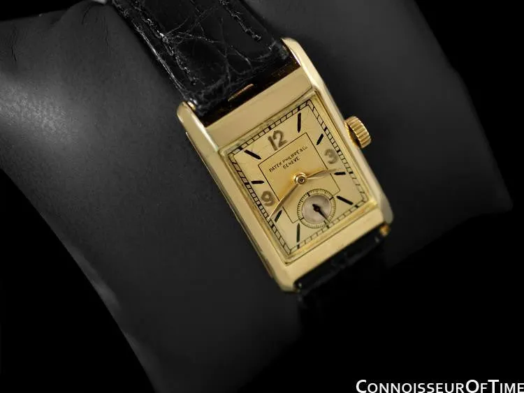 1935 Patek Philippe Vintage Mens Rectangular Watch - 18K Gold