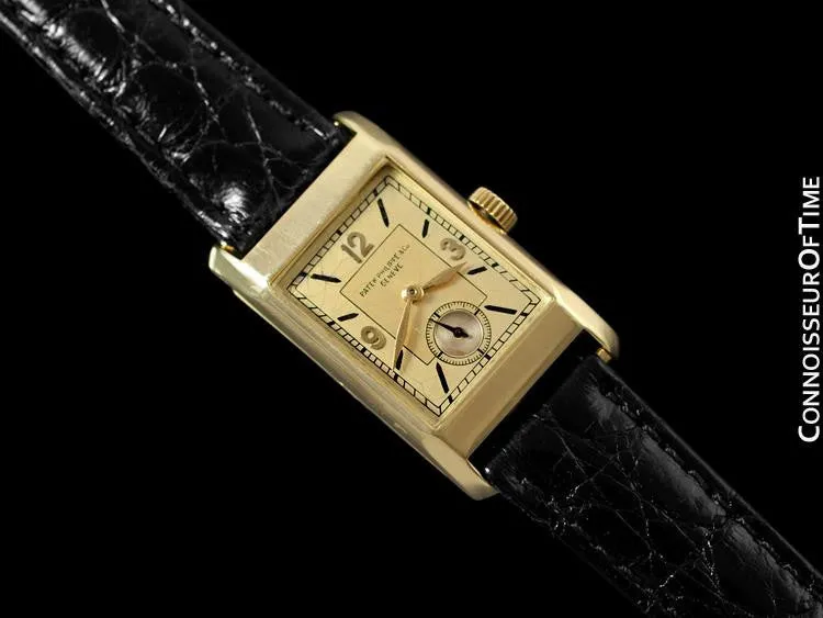 1935 Patek Philippe Vintage Mens Rectangular Watch - 18K Gold