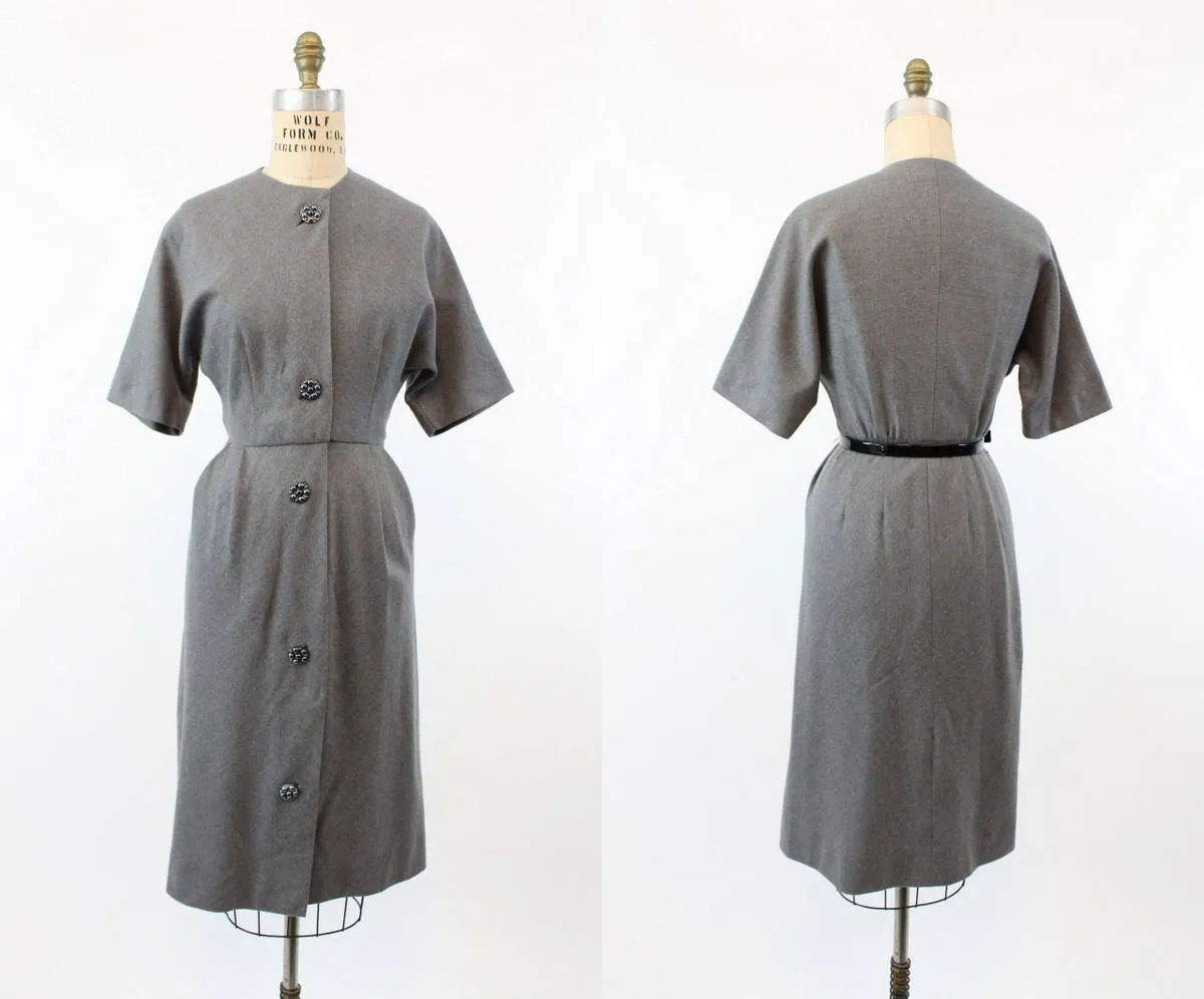 1960s david crystal gray wiggle dress xs | new fall