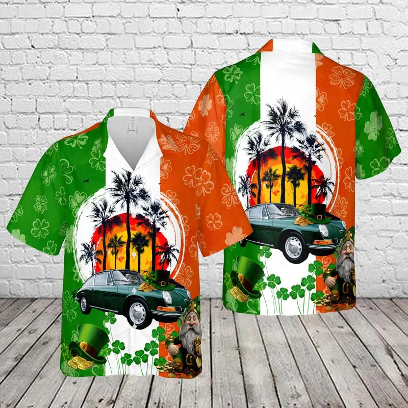 1965 Porsche 911 Coupe Irish Green St Patrick's Day Hawaiian Shirt, Hawaiian Shirt for Men Dad