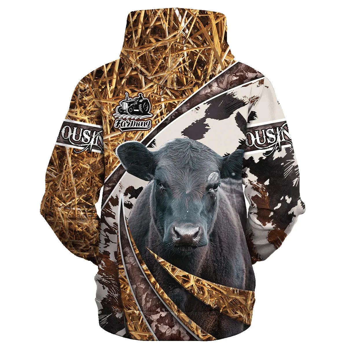 3D All Over Print Farming Hoodie, Black Angus Hoodie Cute Cow Unisex Premium Hoodie Gift For Farmer