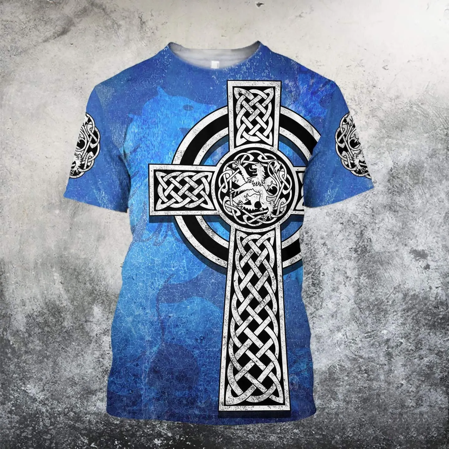 3D All Over Print Hoodie Celtic Cross Lion Shirt, St Patrick's Day Lion Pattern Shirt For Him