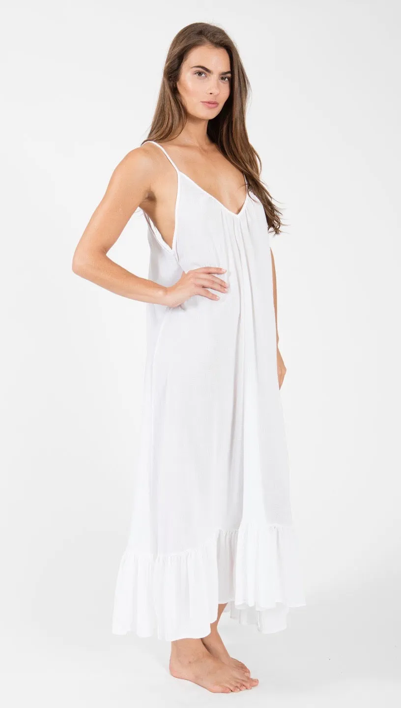 9Seed Paloma Ruffle Maxi Dress White