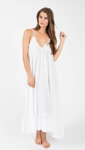 9Seed Paloma Ruffle Maxi Dress White