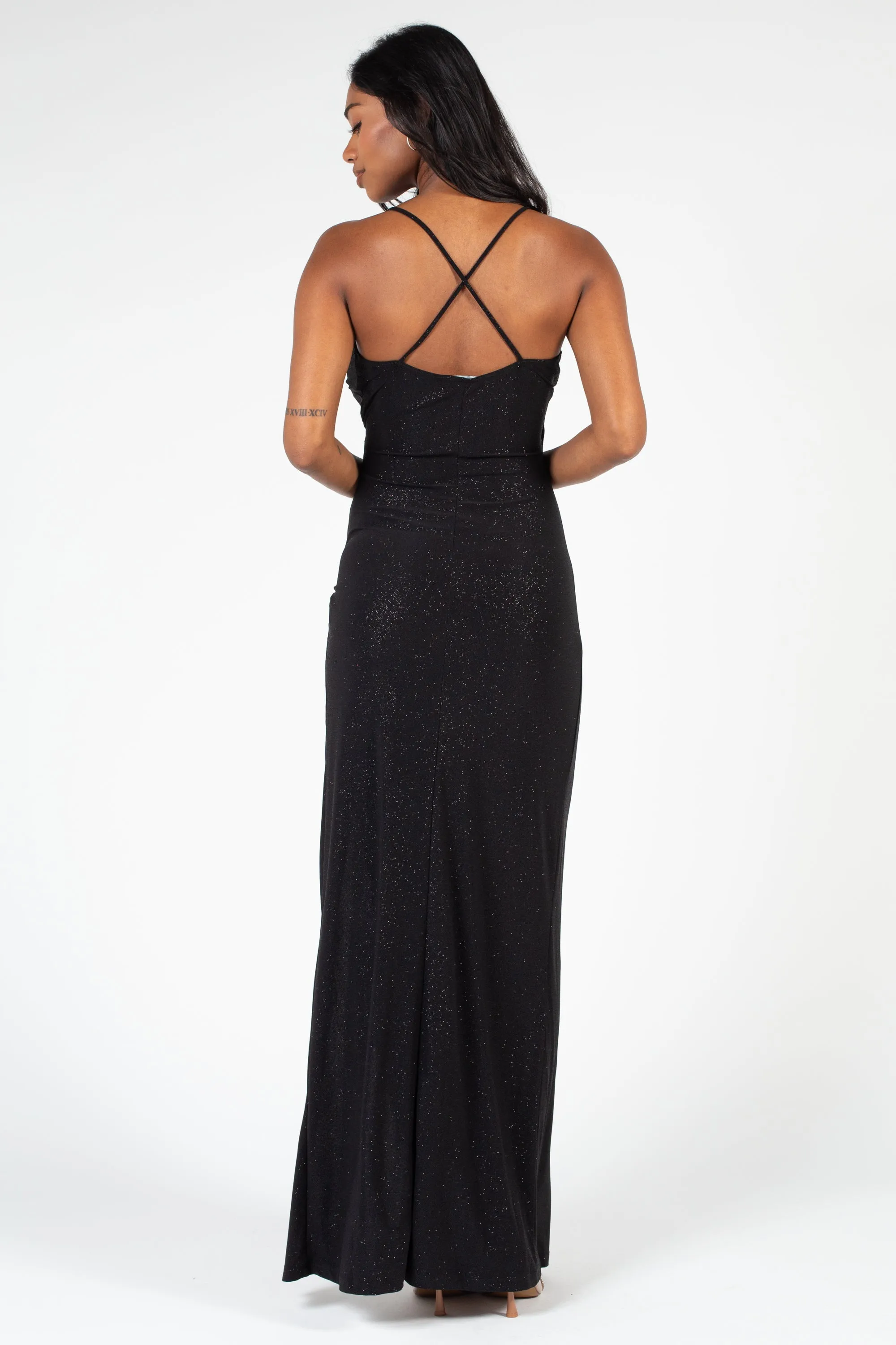 Alena High Slit Glitter Maxi Dress