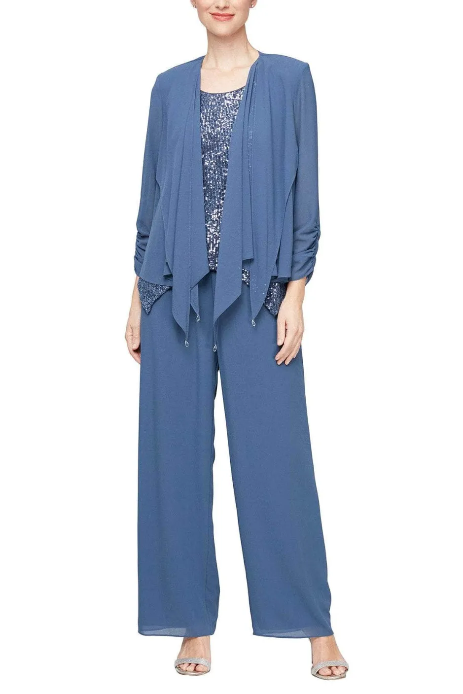 Alex Evenings Three-Piece Sequined Sleeveless Pantsuit