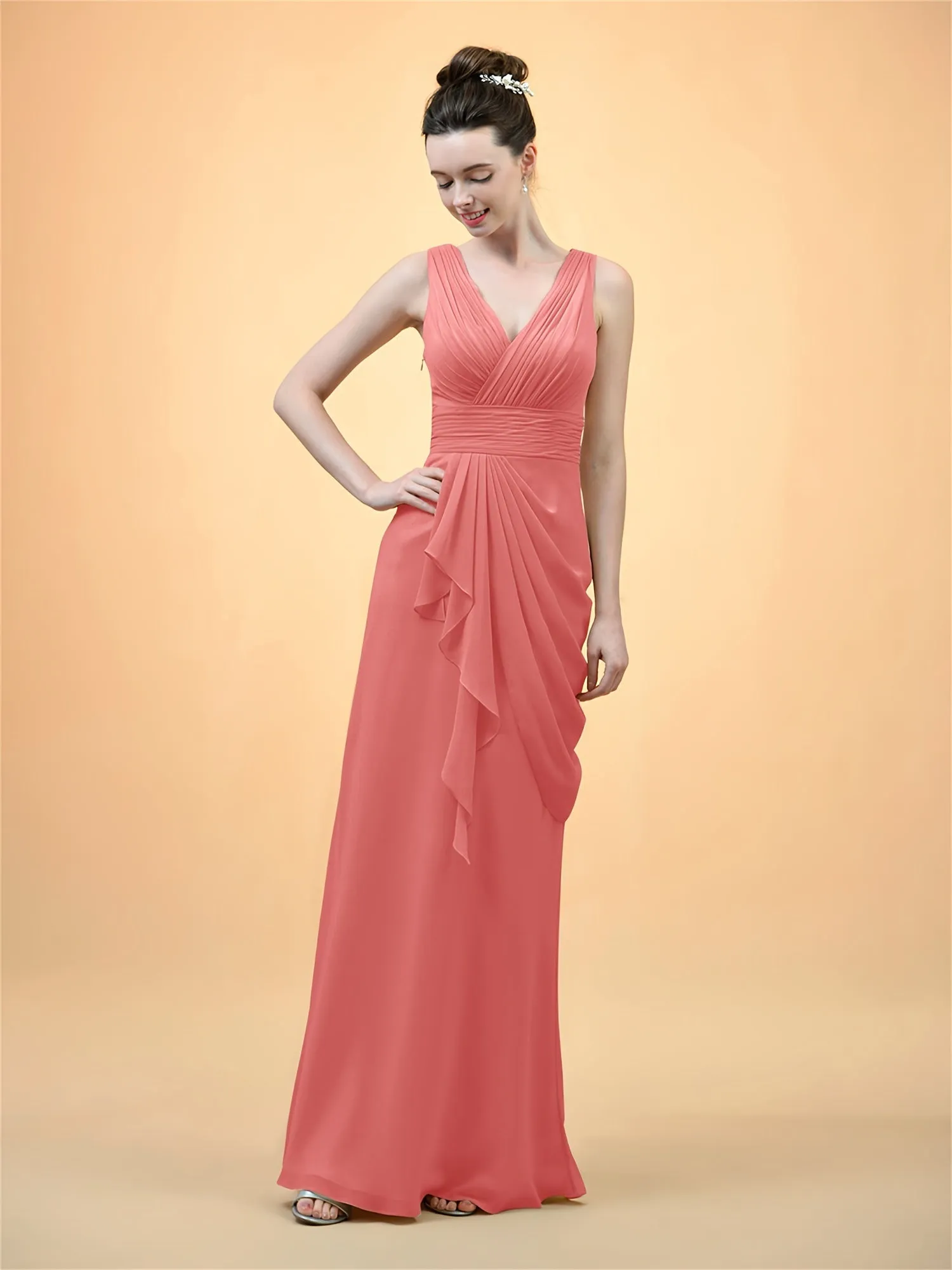 ALICEPUB V-Neck Bridesmaid Dresses Long Formal Party Dress For Women Plus Size