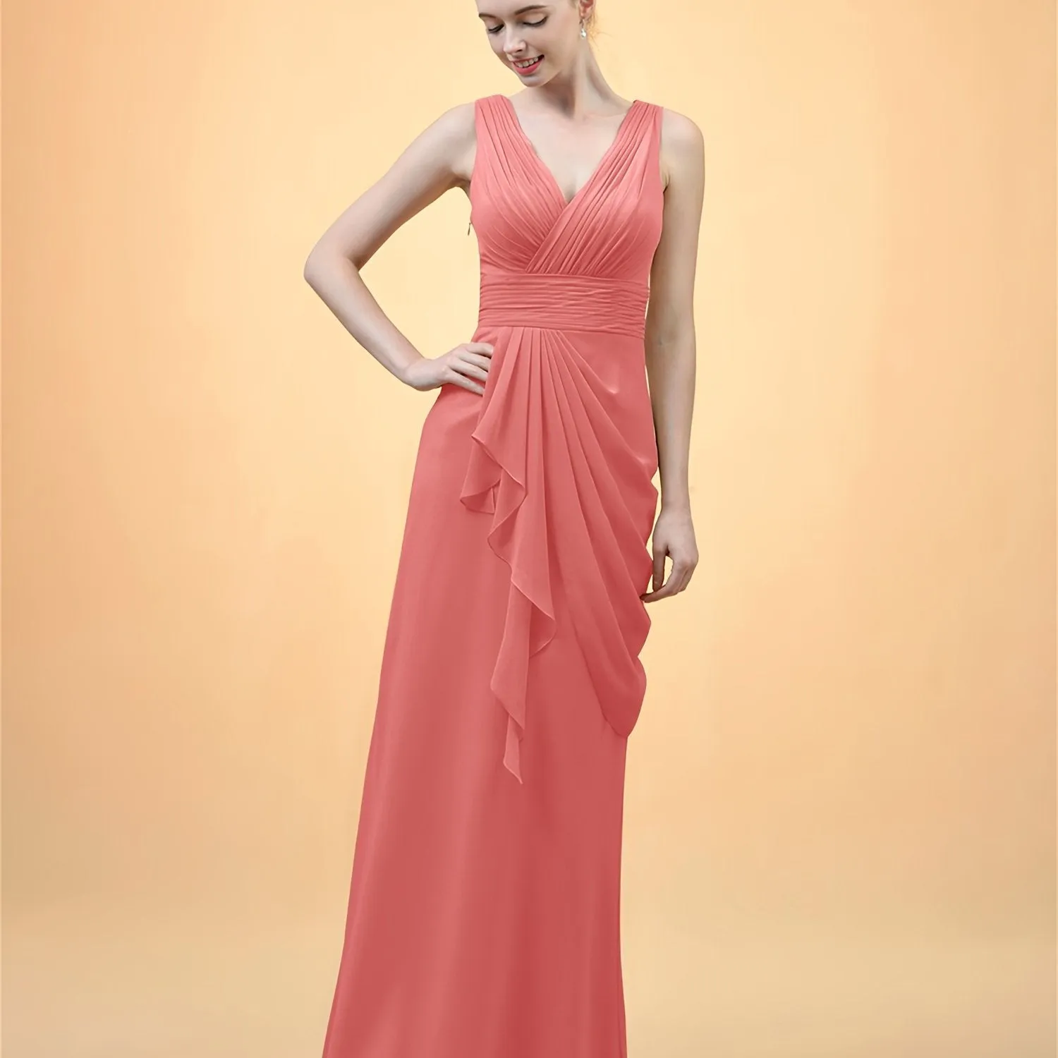 ALICEPUB V-Neck Bridesmaid Dresses Long Formal Party Dress For Women Plus Size