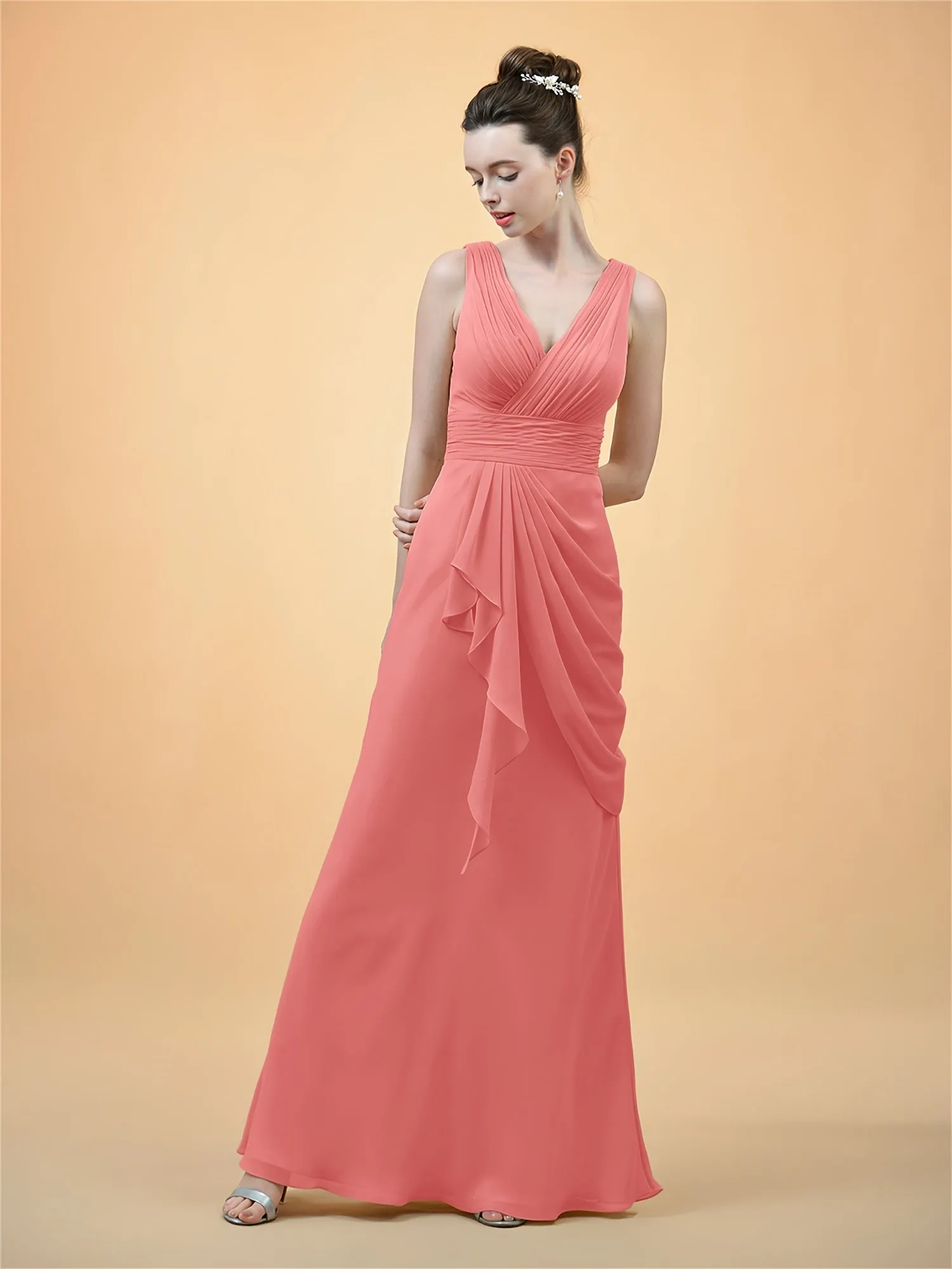 ALICEPUB V-Neck Bridesmaid Dresses Long Formal Party Dress For Women Plus Size