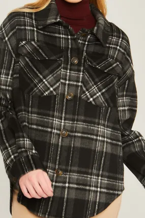 amanda black woven plaid shacket