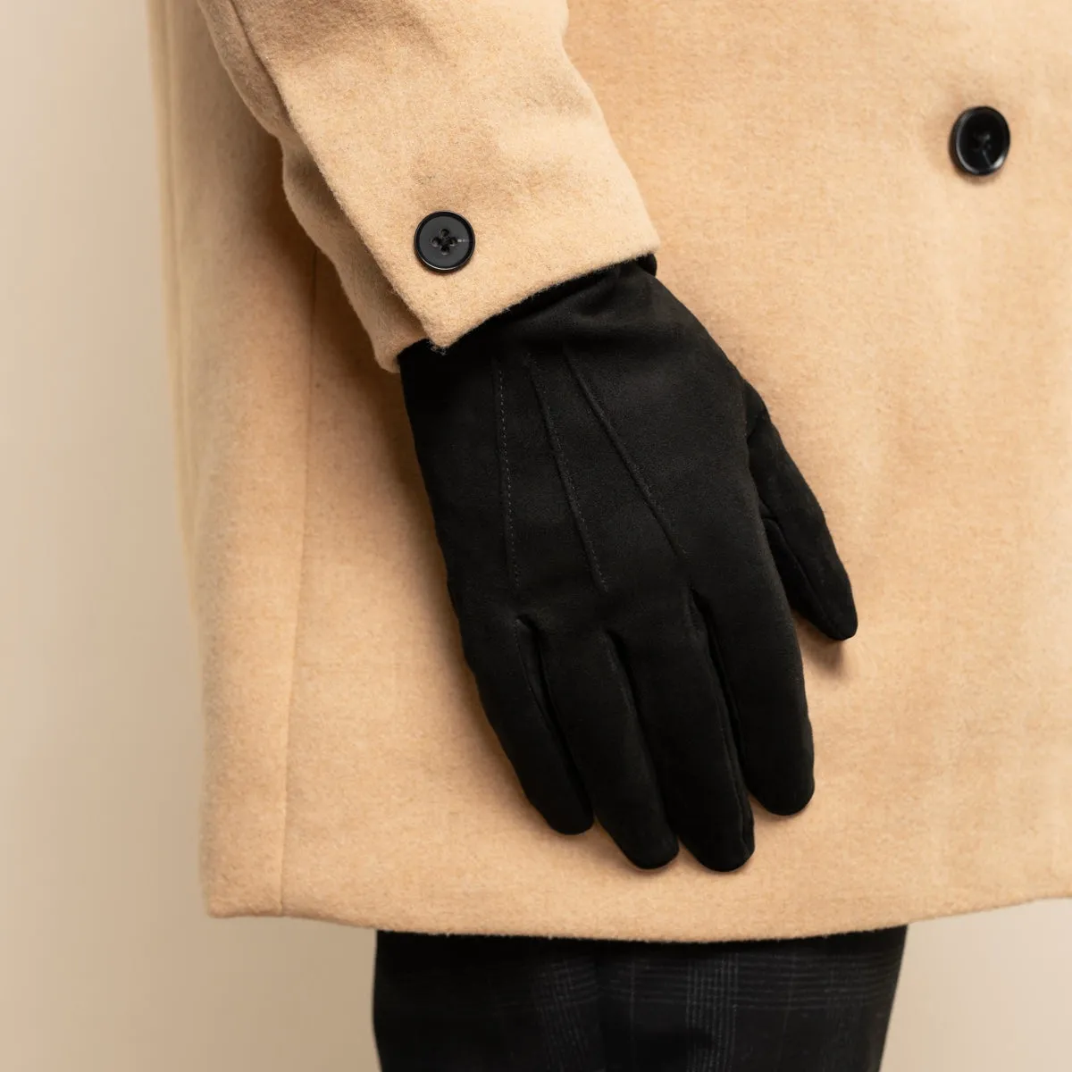 Angelo (black) - suede leather gloves with luxurious cashmere lining