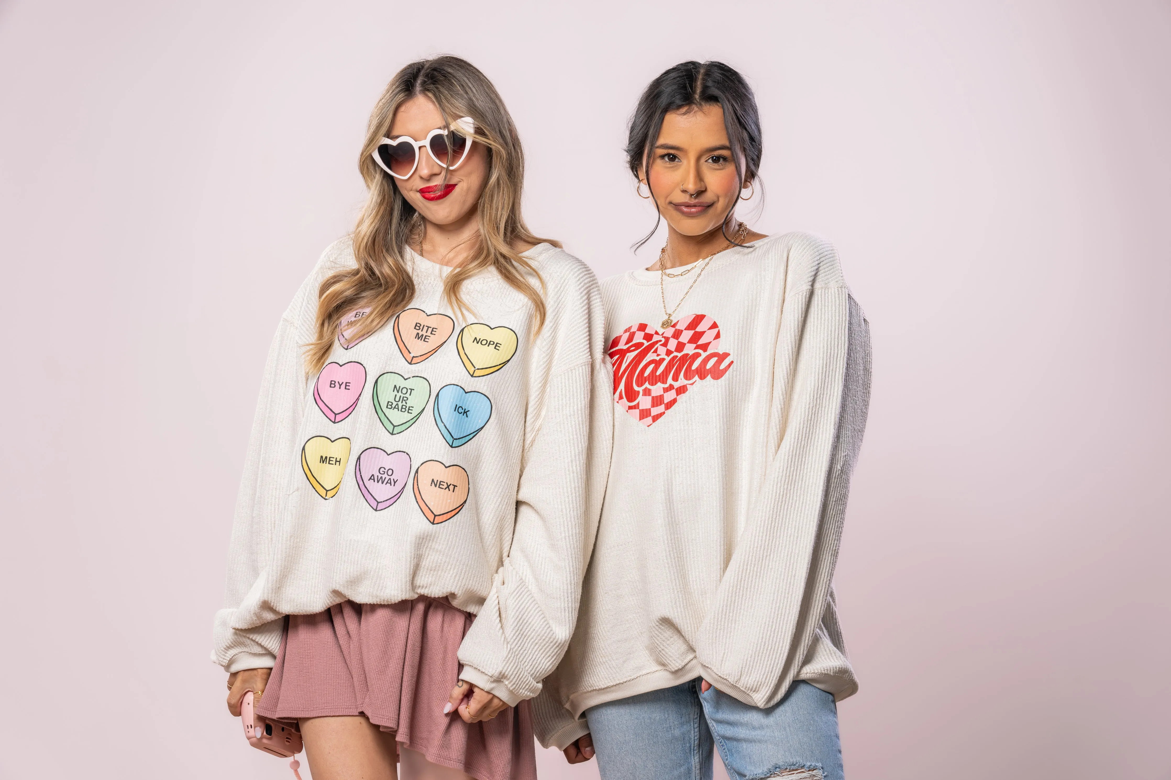 Anti Valentine Conversation Hearts - Corded Sweatshirt (Ivory)