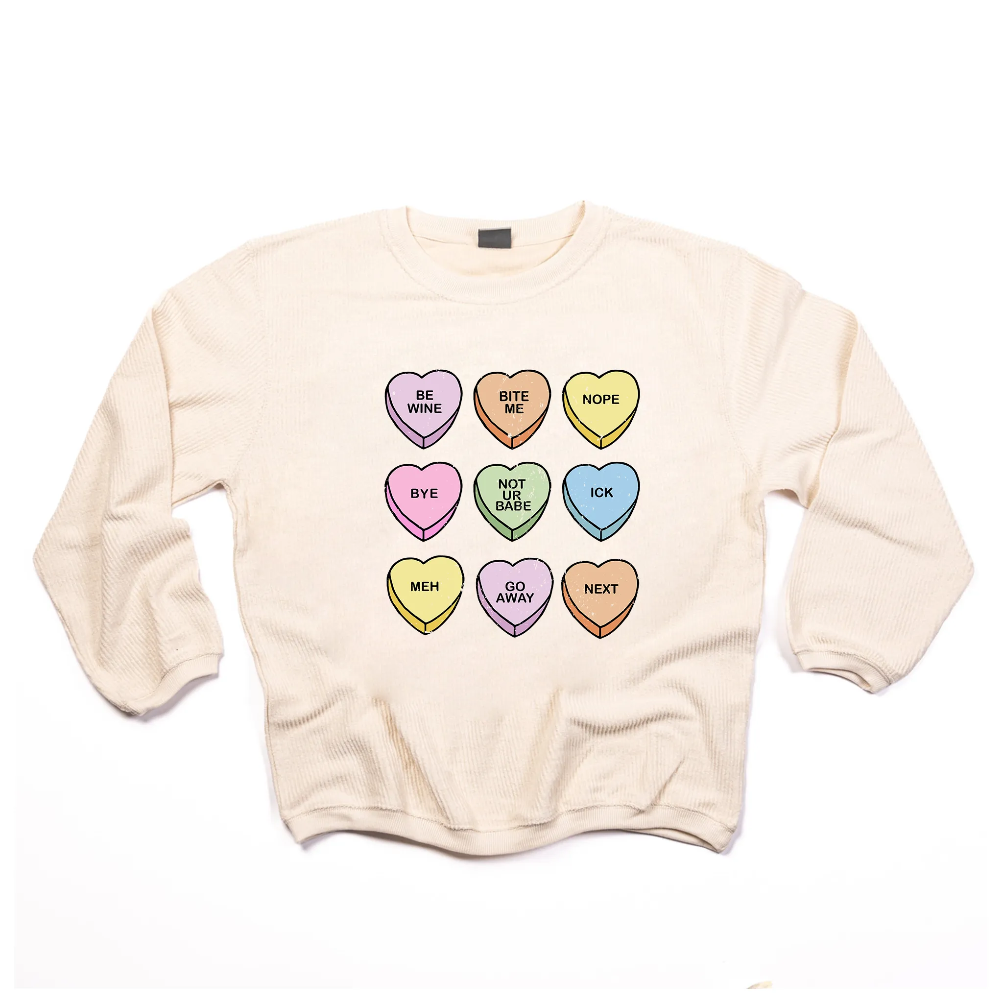 Anti Valentine Conversation Hearts - Corded Sweatshirt (Ivory)