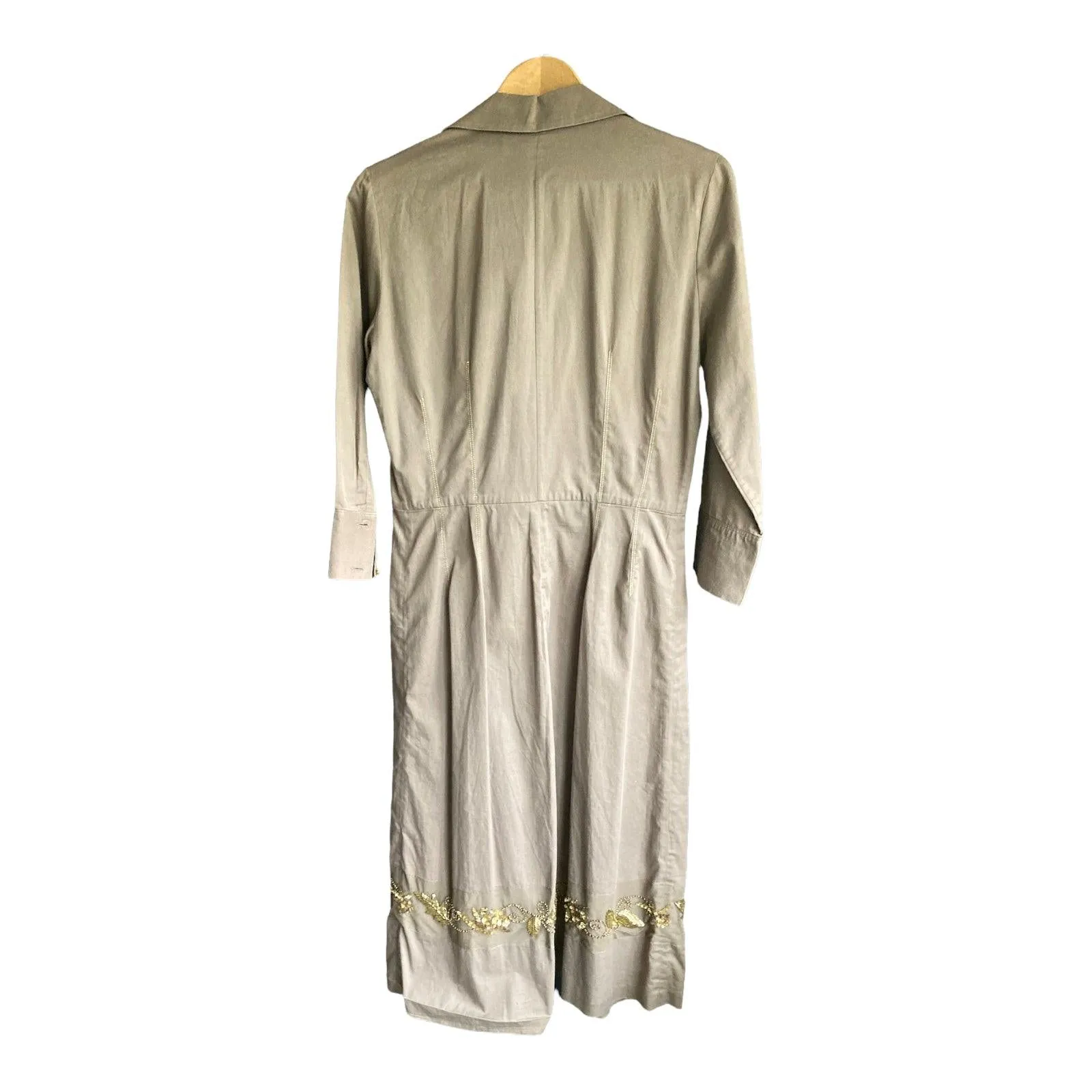 Apostrophe Cotton Taupe 3/4 Sleeved Dress Size 38 UK Size 12