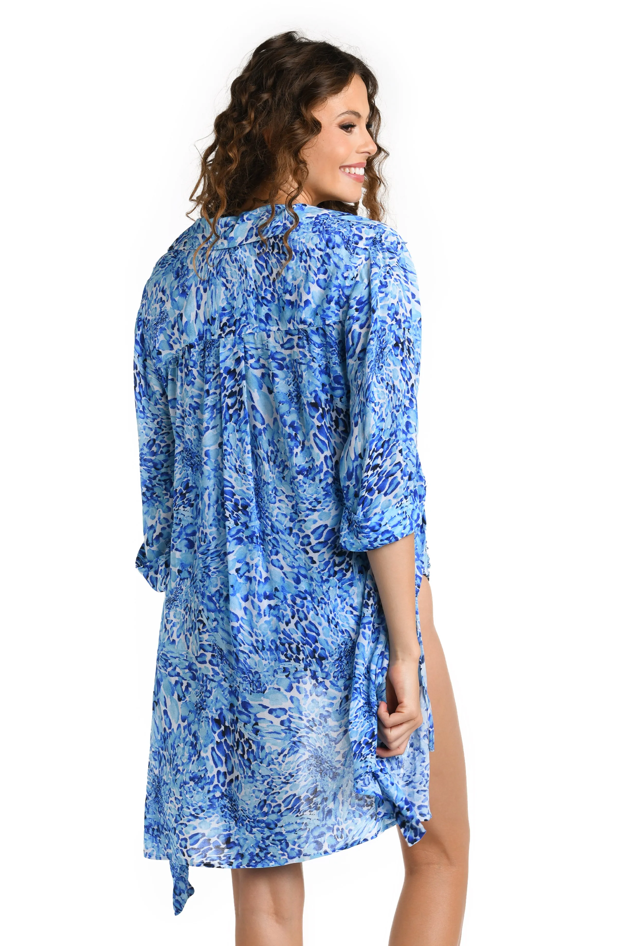 Aquatic Nature Wrap Resort Shirt Cover Up