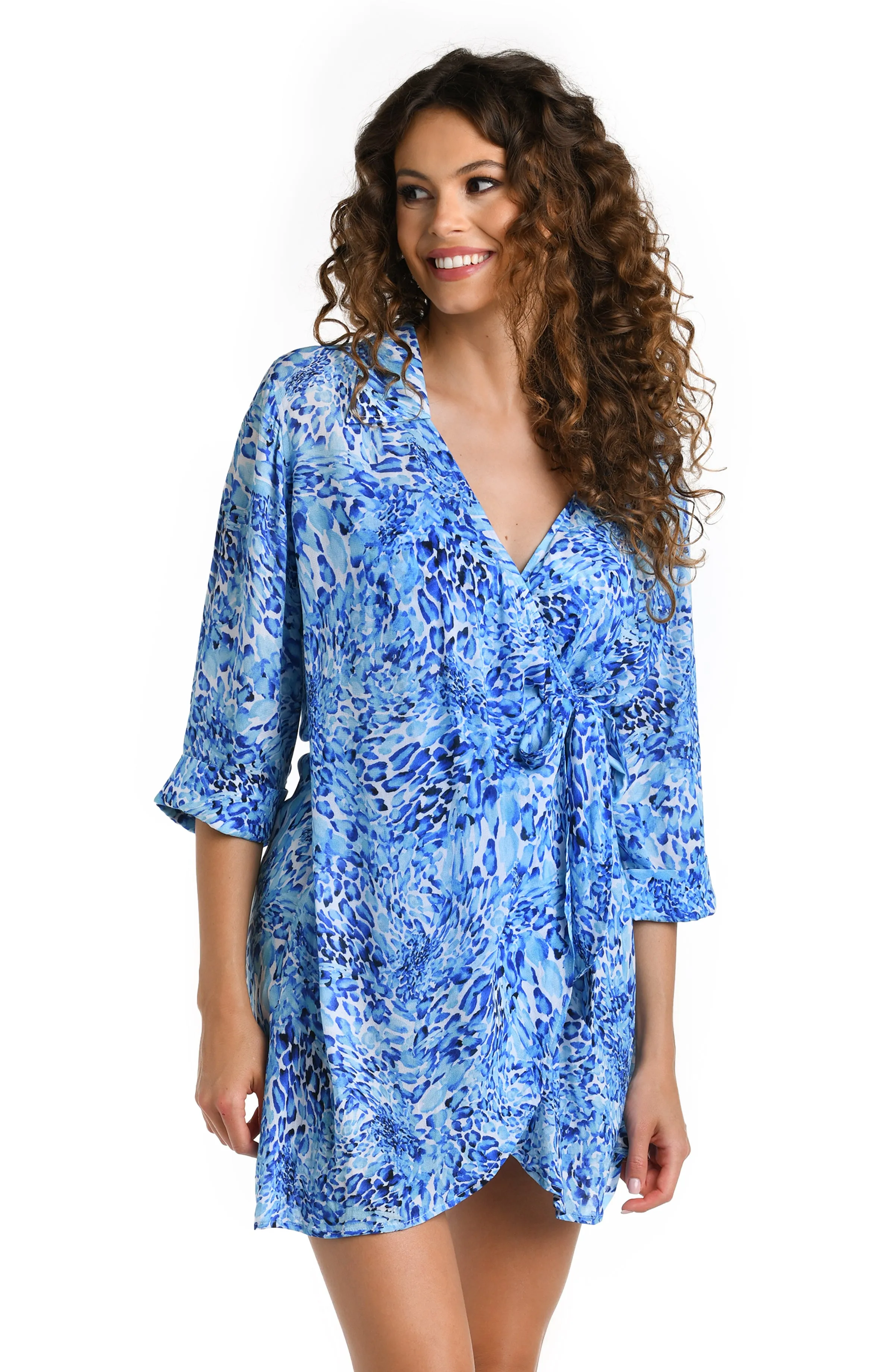 Aquatic Nature Wrap Resort Shirt Cover Up