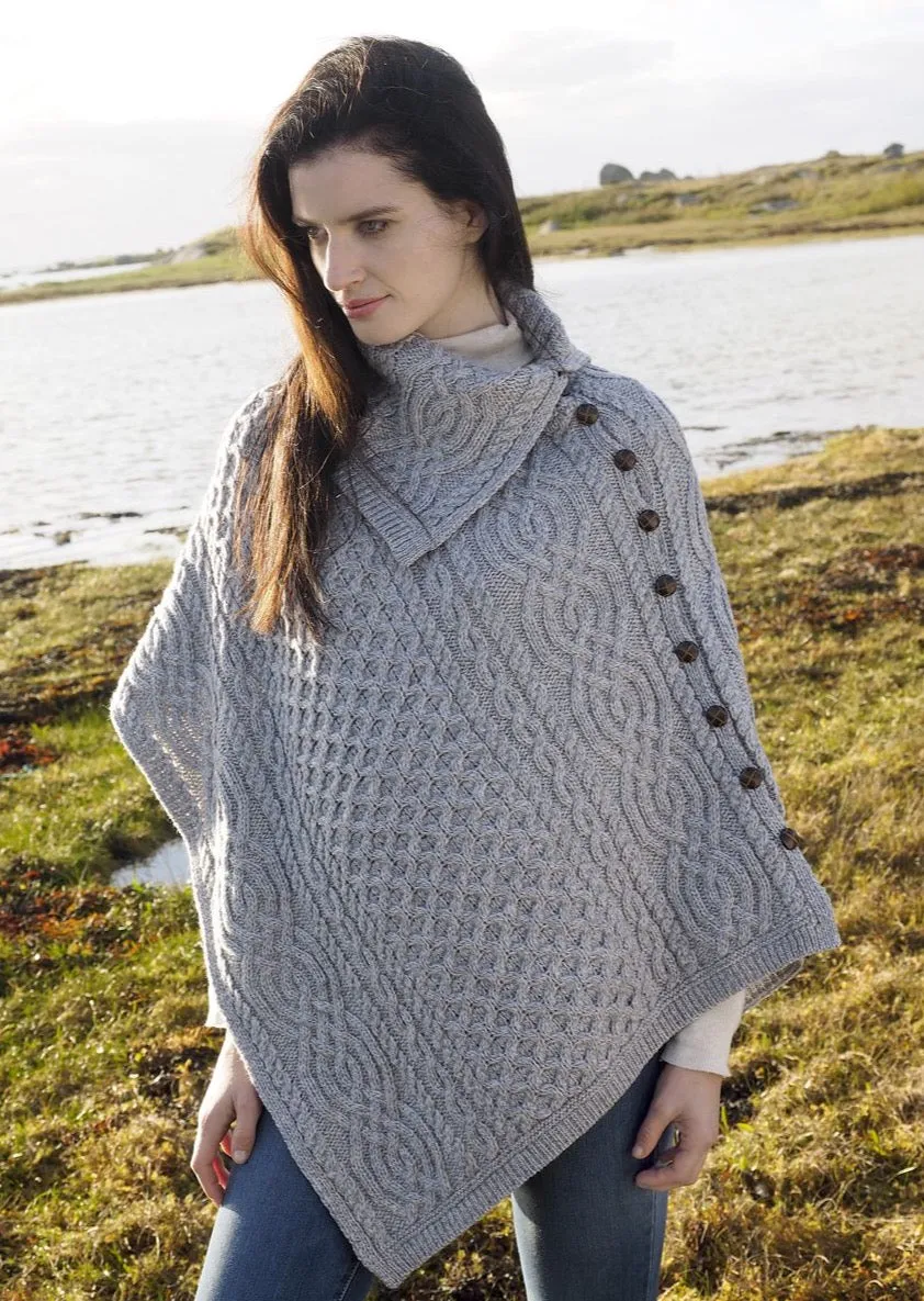 Aran Tipperary Cowl Neck Poncho | Clearance