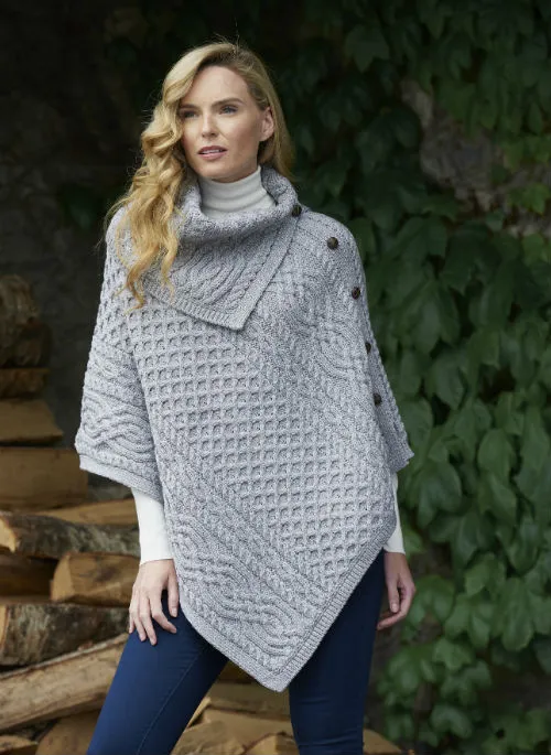 Aran Tipperary Cowl Neck Poncho | Clearance