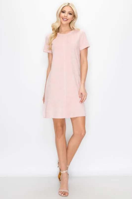 Audrey Round Neck Dress w/Pockets - Beige Rose