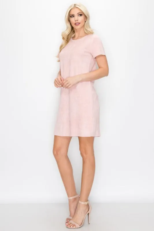 Audrey Round Neck Dress w/Pockets - Beige Rose