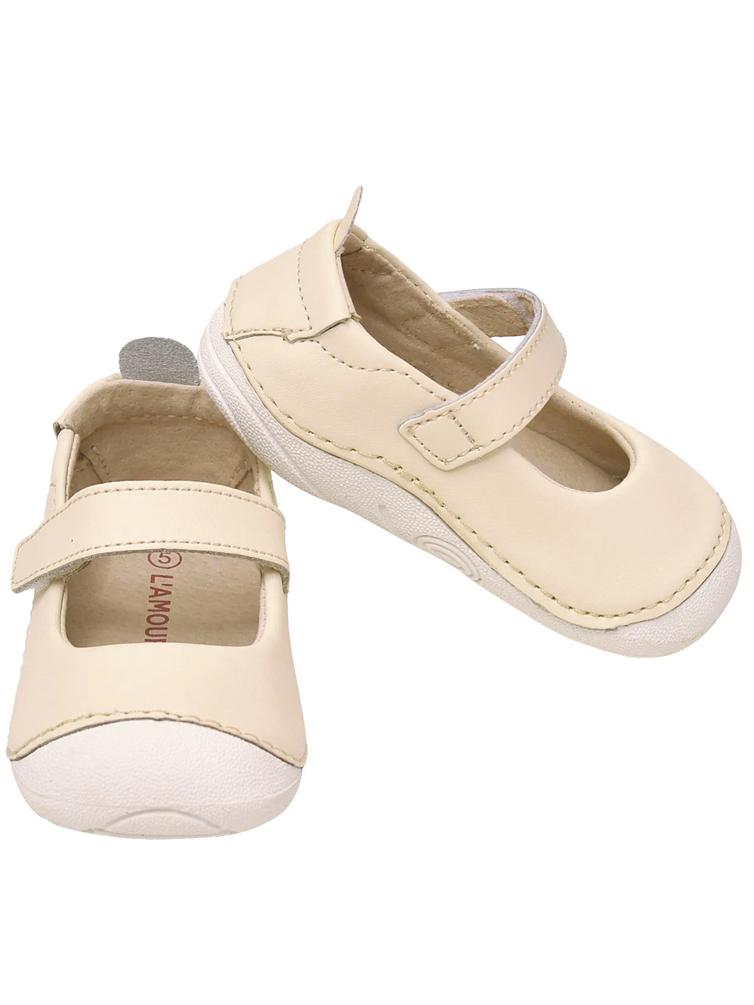 Baby Girls Cream Hook and Loop Sporty Mary Jane Shoes 2-4 Baby