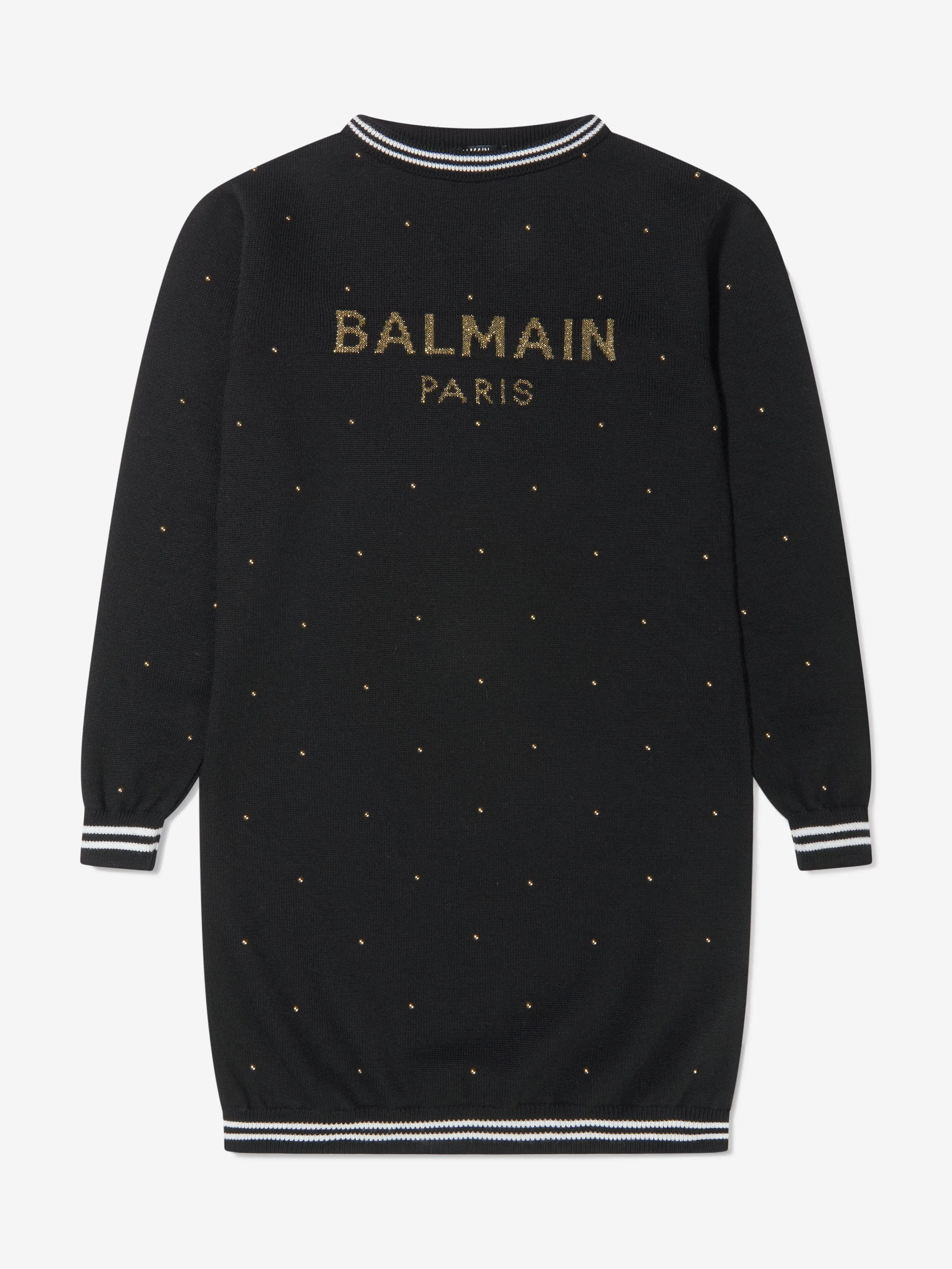 Balmain Girls Wool Knitted Logo Dress