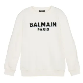 Balmain Kids Printed Logo Ivory Sweatshirt