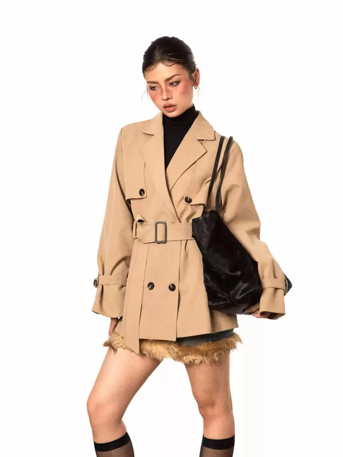 BB Double-Breasted Mid Length Trench Coat