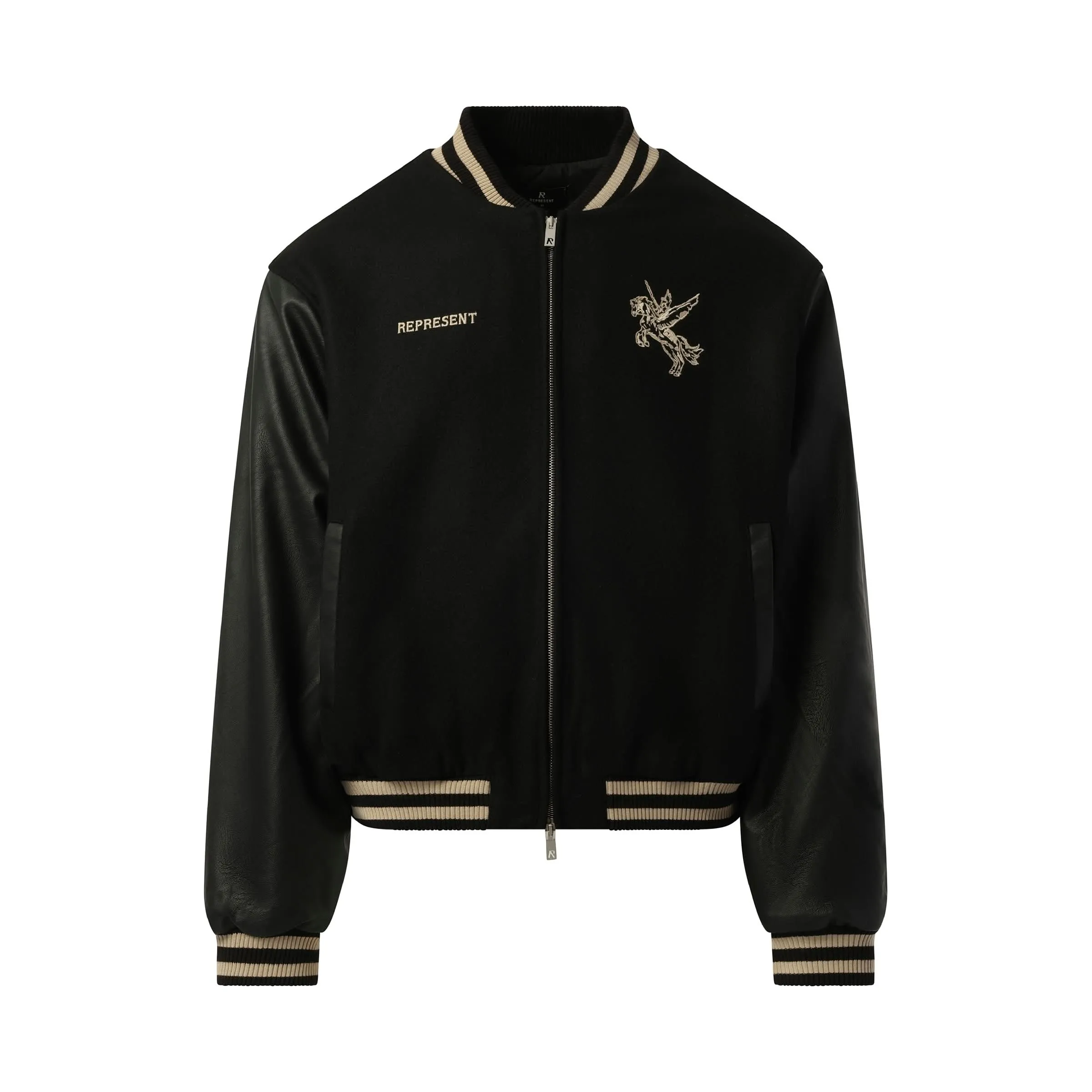 Bellerophon Wool Varsity Jacket in Jet Black