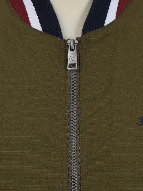 Ben Sherman Khaki Green Ripstop Bomber Jacket