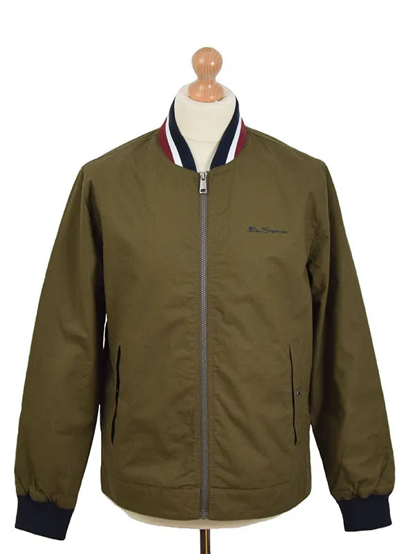 Ben Sherman Khaki Green Ripstop Bomber Jacket