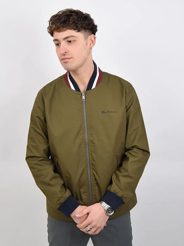 Ben Sherman Khaki Green Ripstop Bomber Jacket