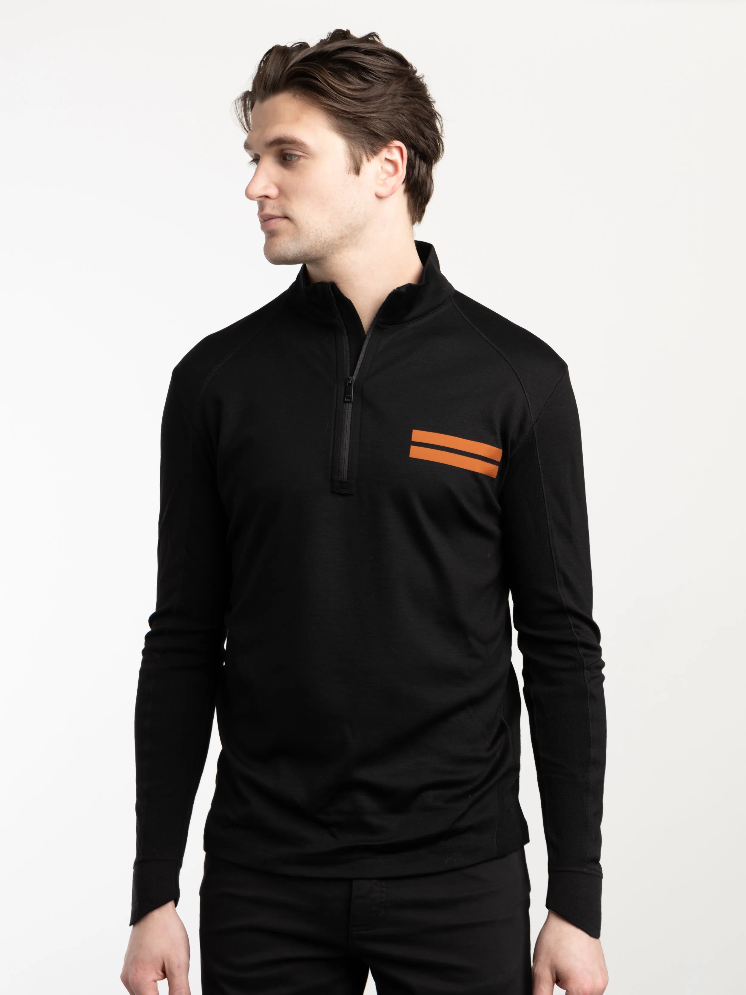 Black High Performance™ Wool Zip Mock Neck Sweatshirt