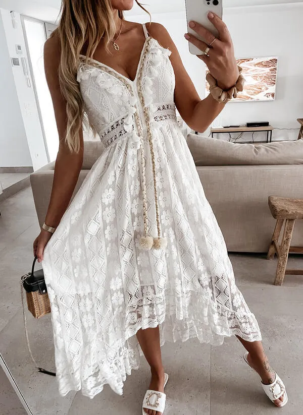 Boho Bliss Tassel Lace Dress