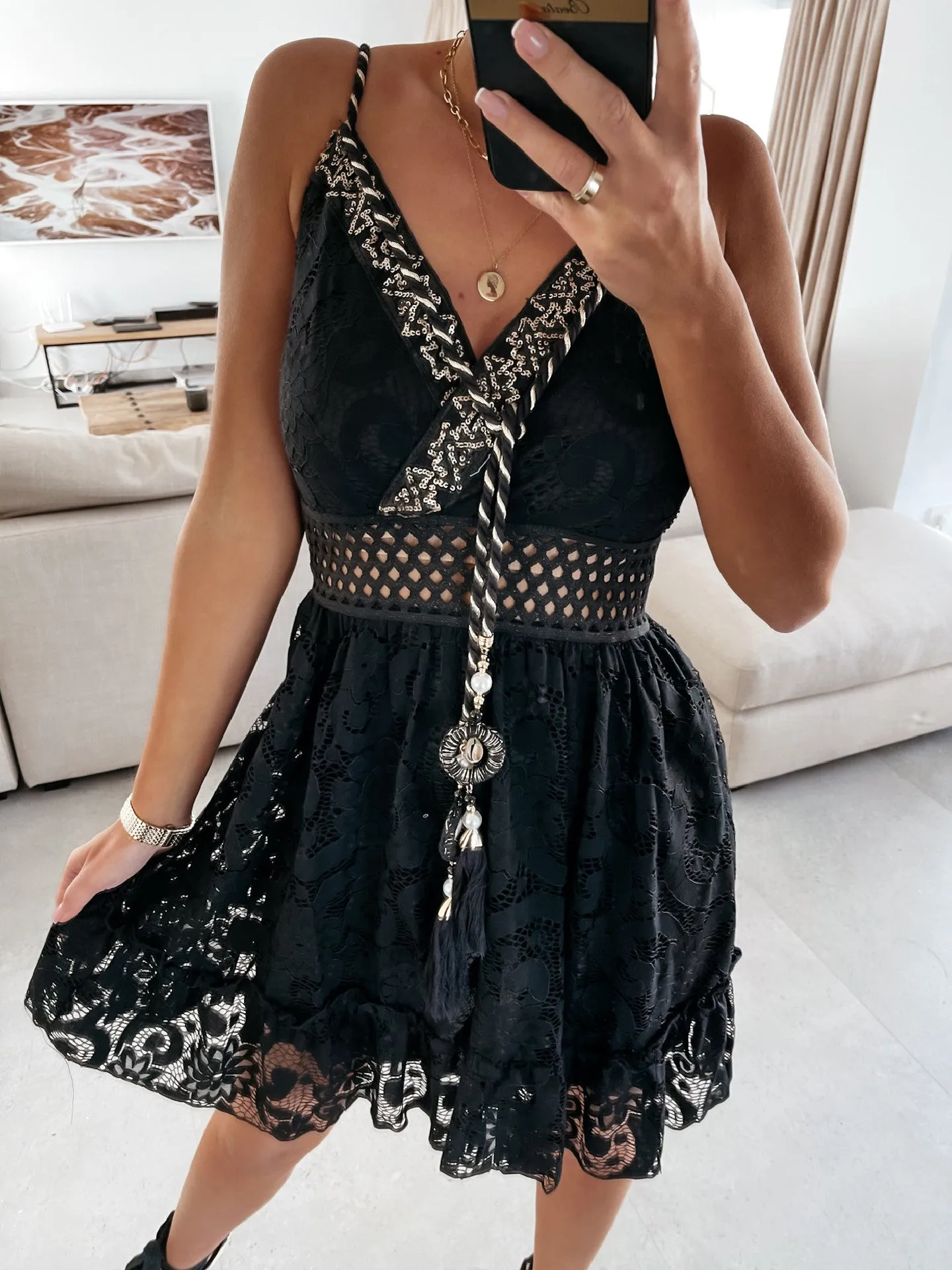 Boho Bliss Tassel Lace Dress