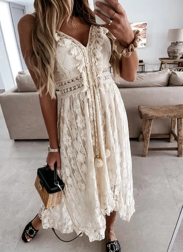 Boho Bliss Tassel Lace Dress