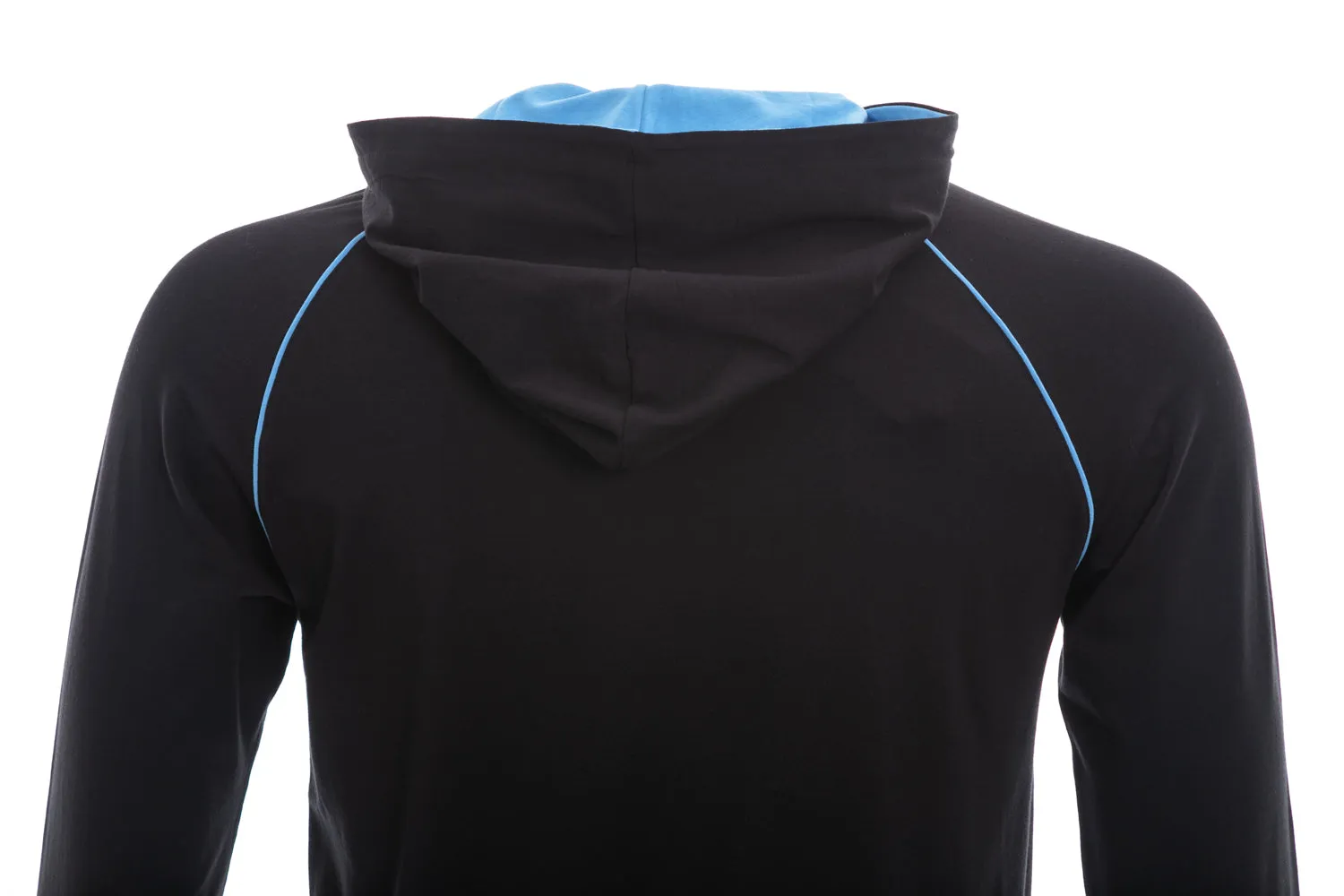 BOSS Mix & Match Jacket H Hooded Sweatshirt in Black & Sky Blue Trim