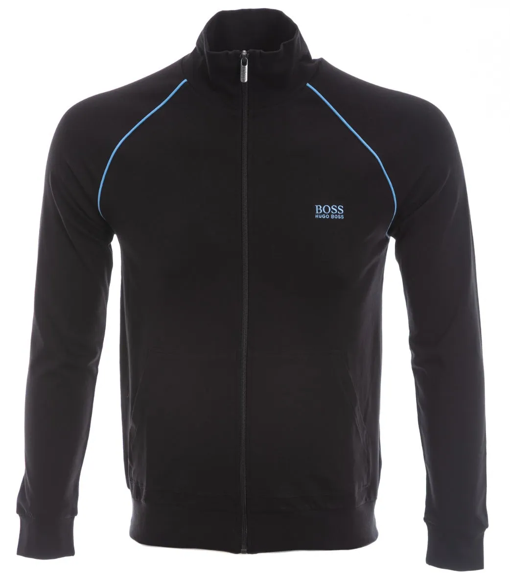 BOSS Mix & Match Jacket Z Sweatshirt in Black & Sky Blue Trim