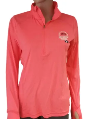 BYU Cougars Champion WOMENS Neon Coral LS Lightweight 1/4 Zip Pullover (M)