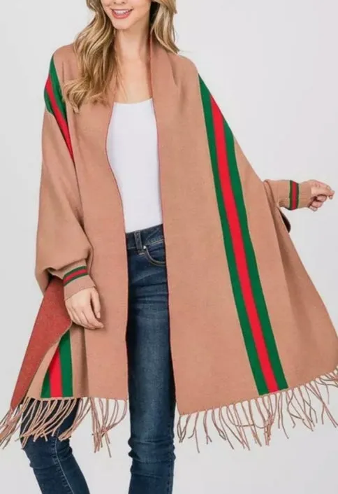 Camel Poncho Wrap Sleeves