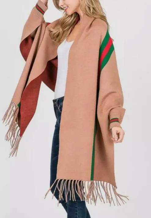 Camel Poncho Wrap Sleeves