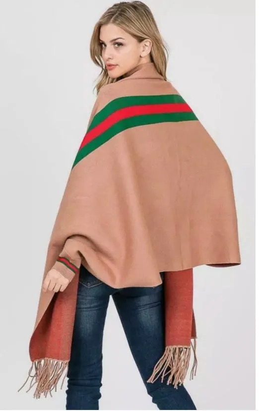 Camel Poncho Wrap Sleeves