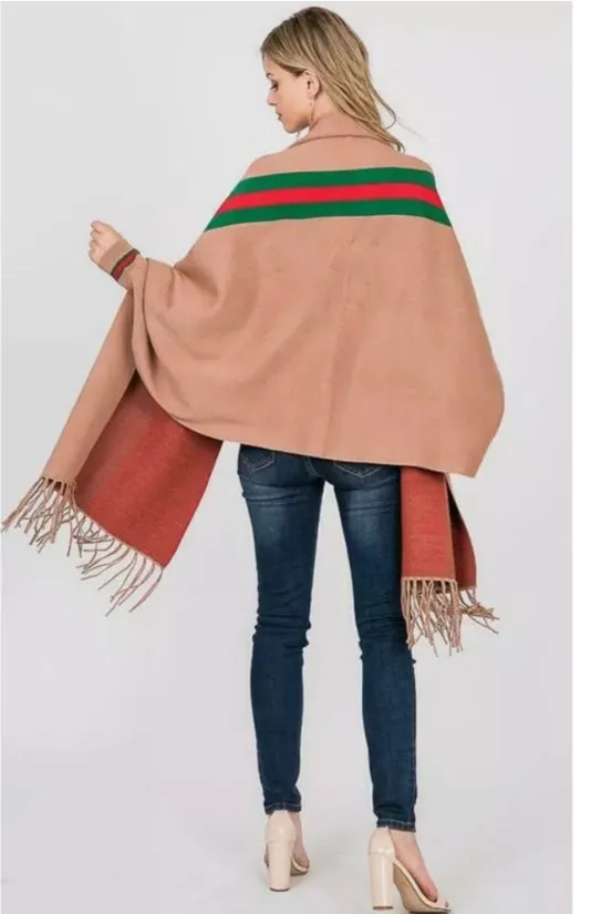 Camel Poncho Wrap Sleeves