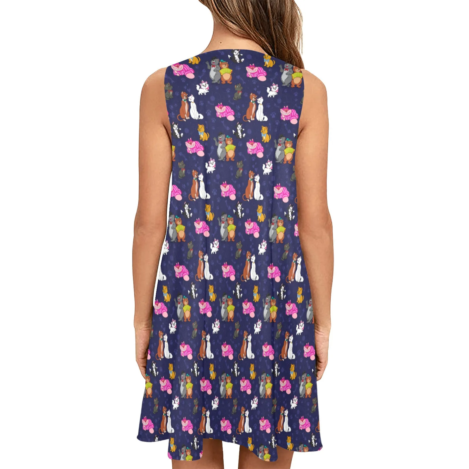 Cat Favorites Sleeveless A-Line Pocket Dress