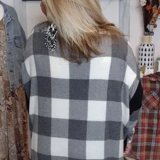 Check Me Out Buffalo Plaid Knit Top. Oversized and will fit Plus.