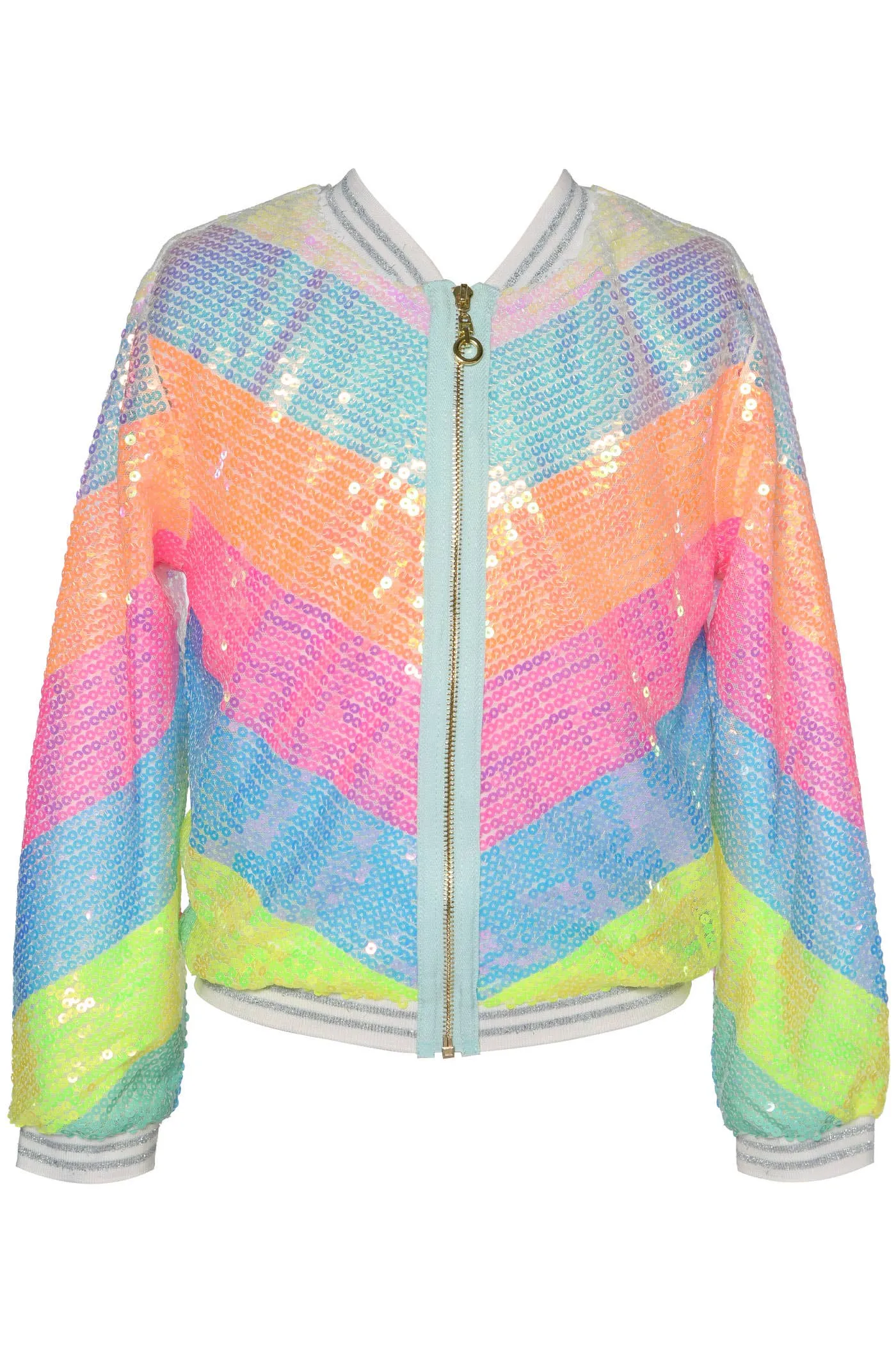 Chevron Color Block Sequined Jacket