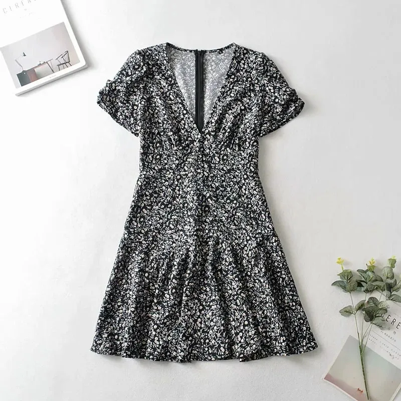 Chic Floral V Neck Summer Dress